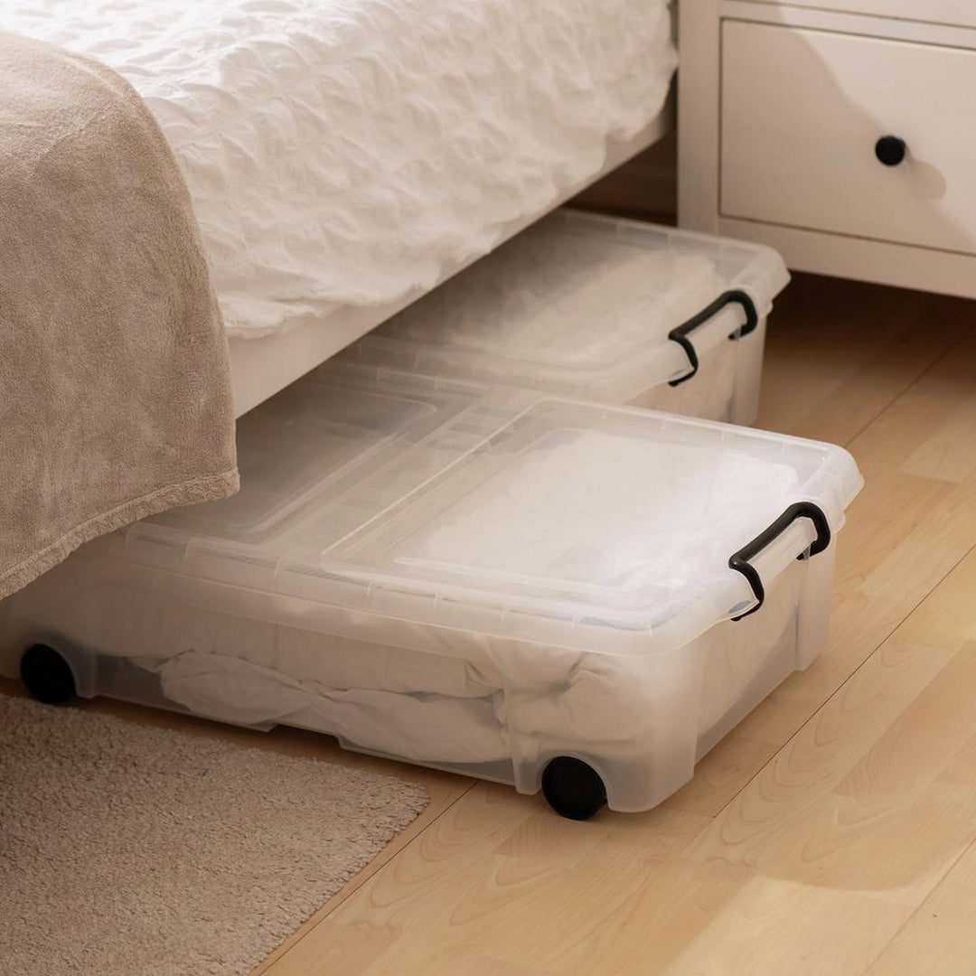 Strata 2 X 35L Wheeled Underbed Storage Boxes - Clear