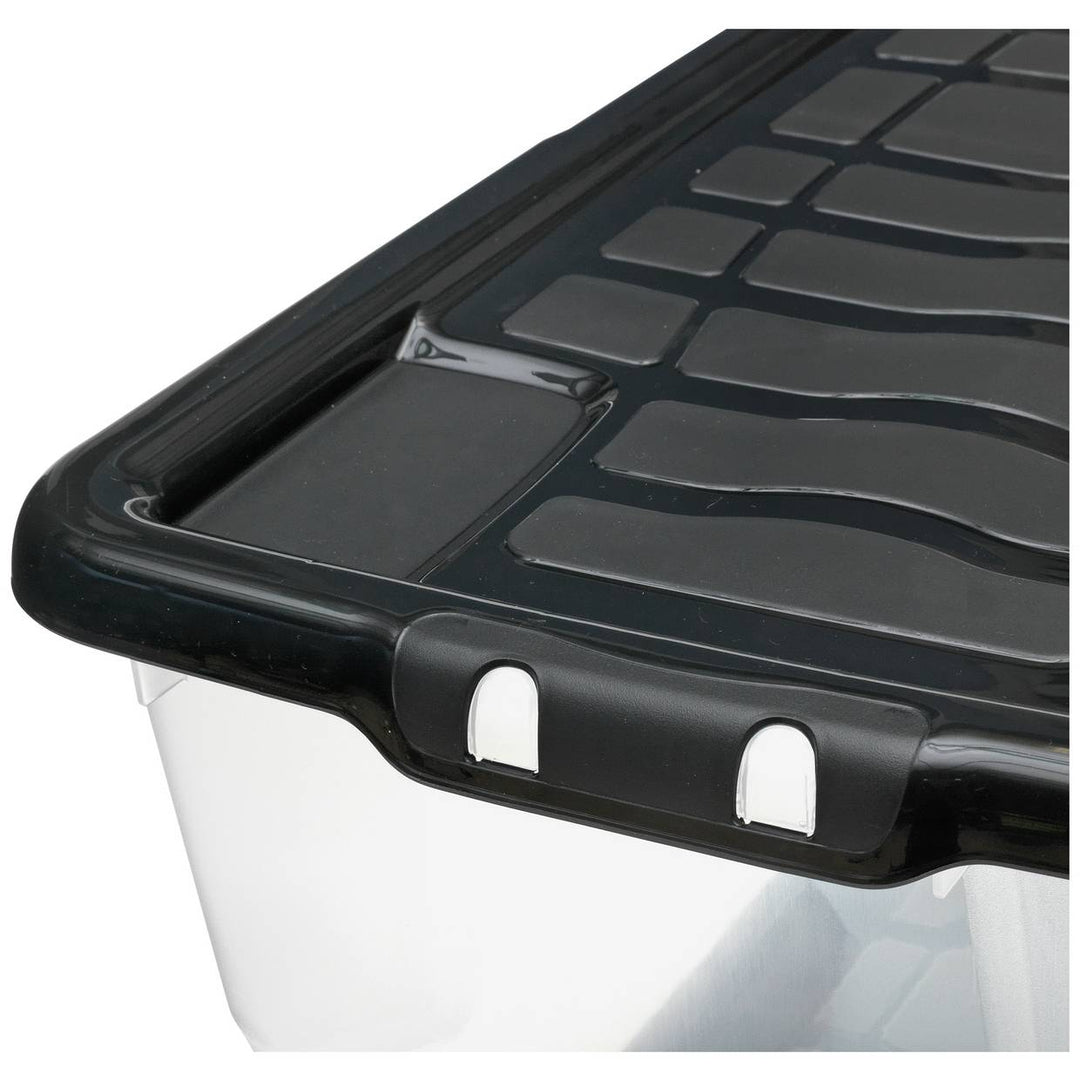 Strata Curve 3 x 80L Plastic Storage Boxes with Lid - Clear