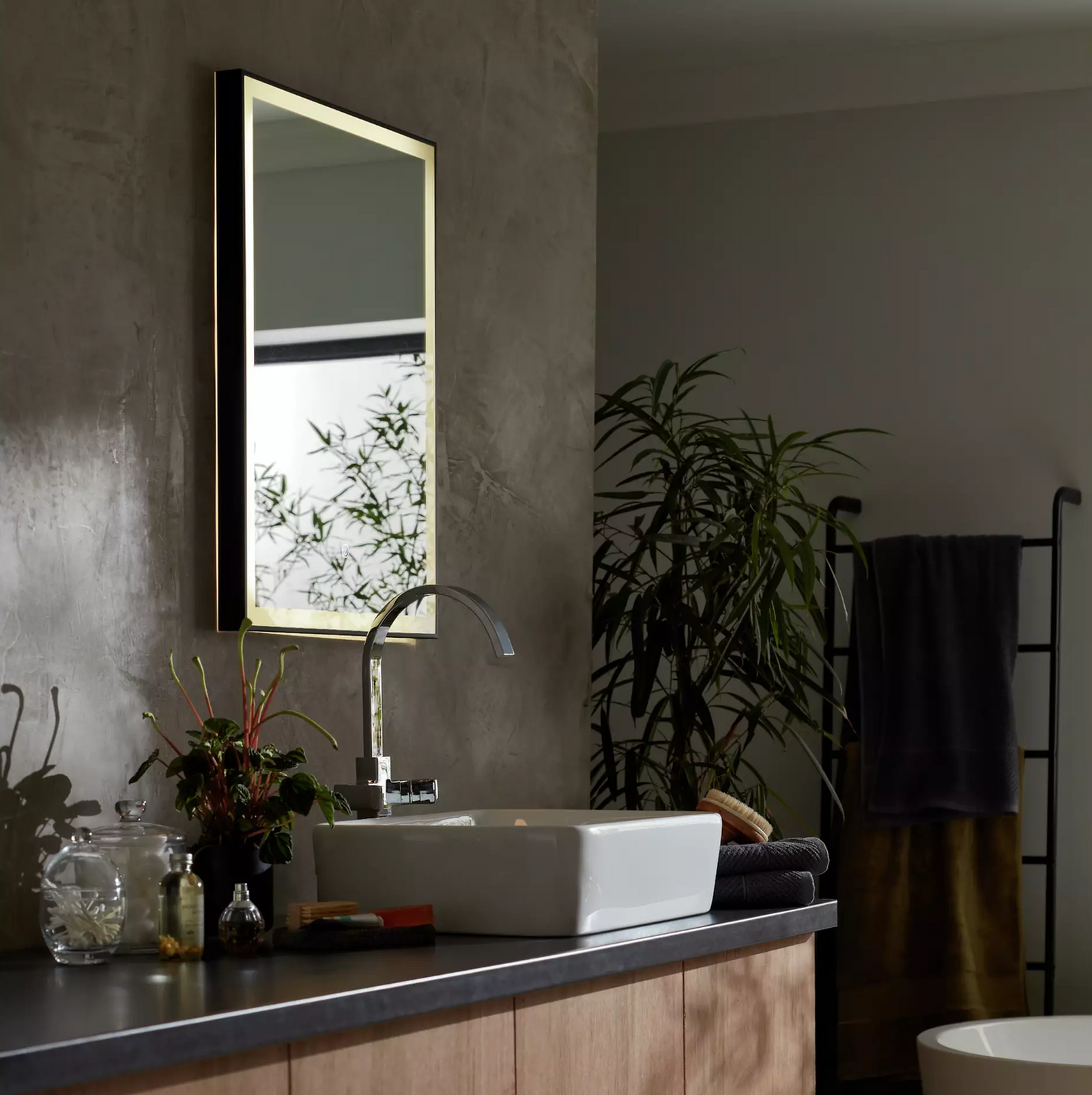 Habitat Rectangle Backlight LED Mirror - Black