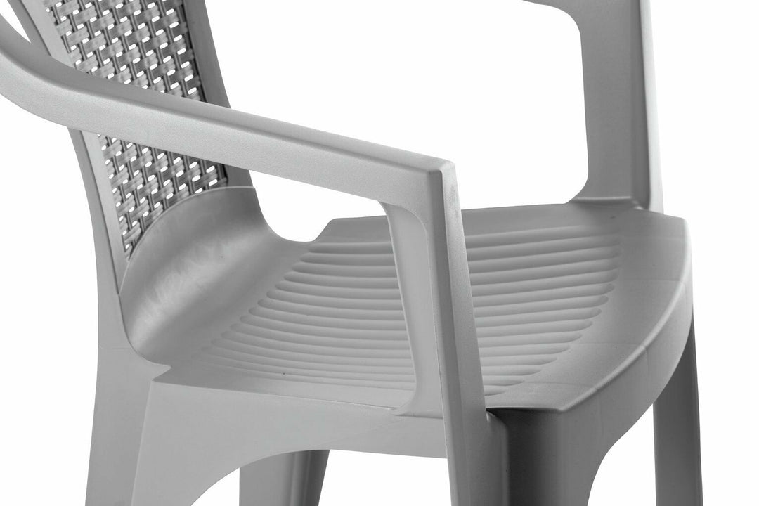 Home Rattan Effect Stacking Chair - Grey
