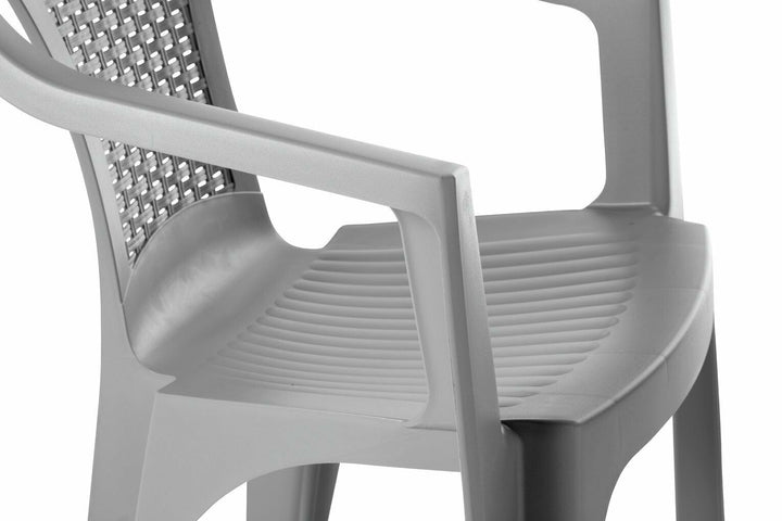 Home Rattan Effect Stacking Chair - Grey