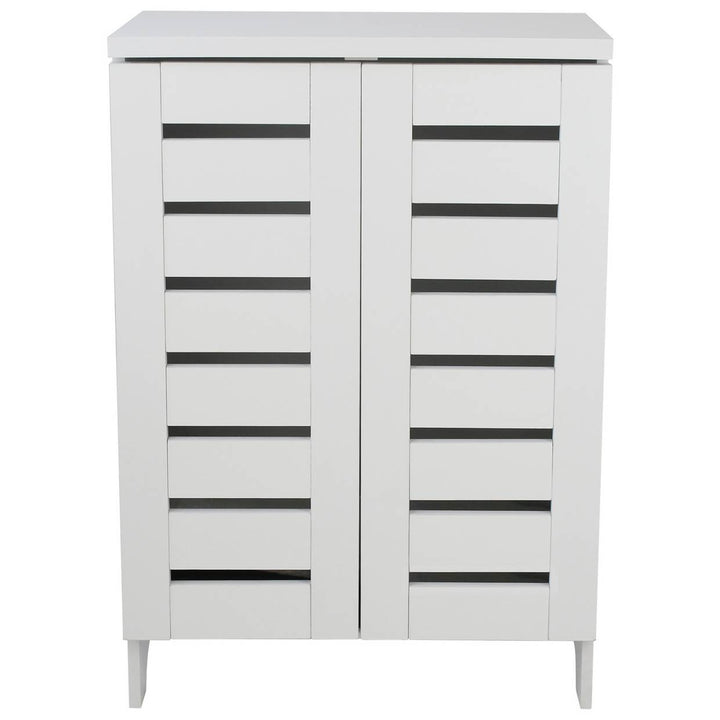 Home Slatted 2 Door Shoe Storage Cabinet - White