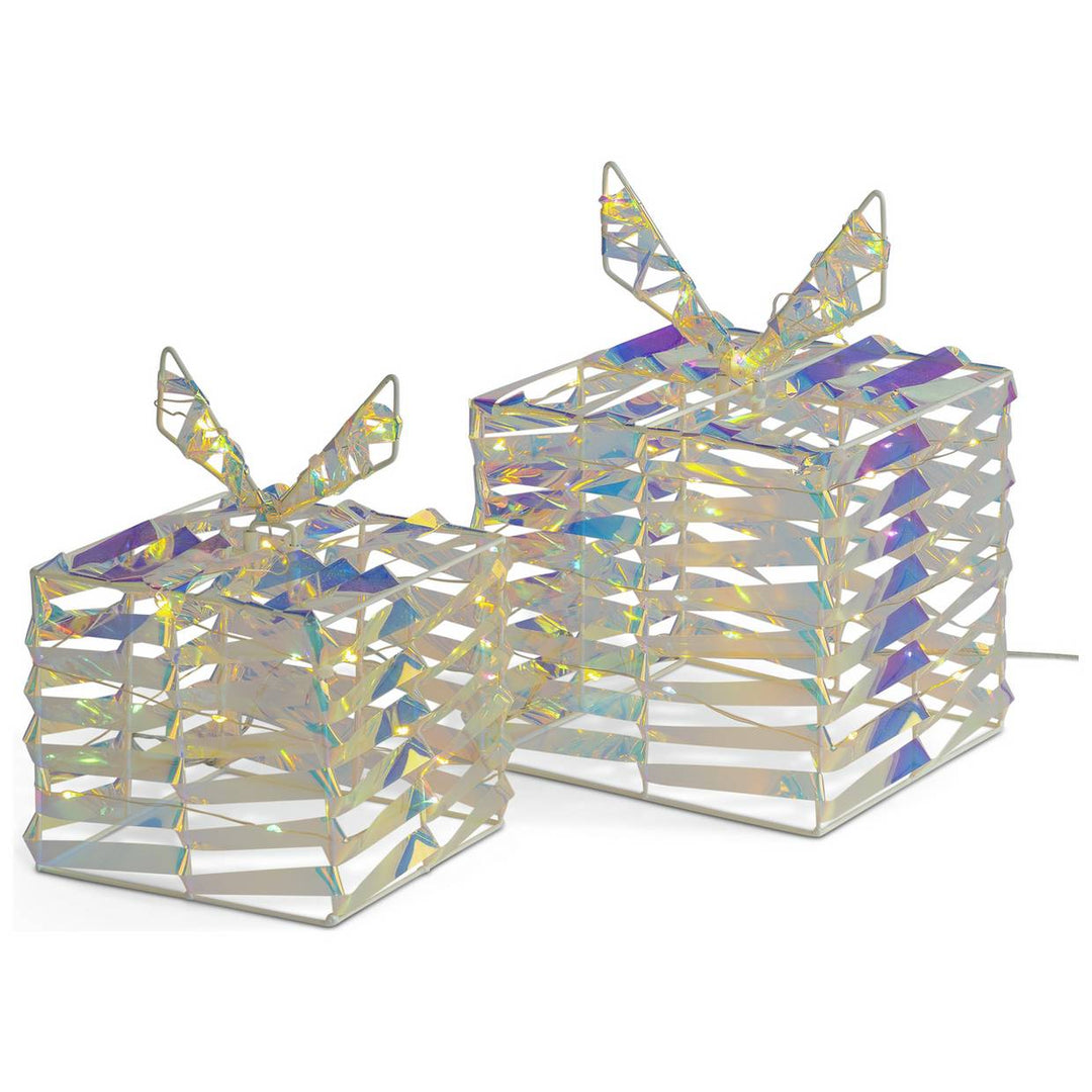Home Pack of 2 Christmas Iridescent Acrylic Presents Decoration