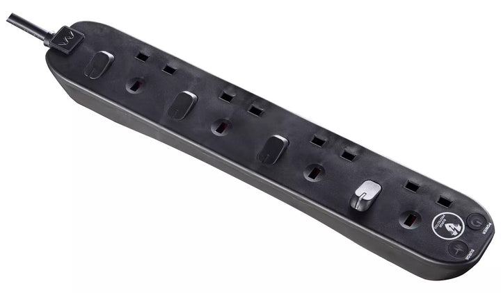 1m Surge Switched Protected Extension Lead - Black