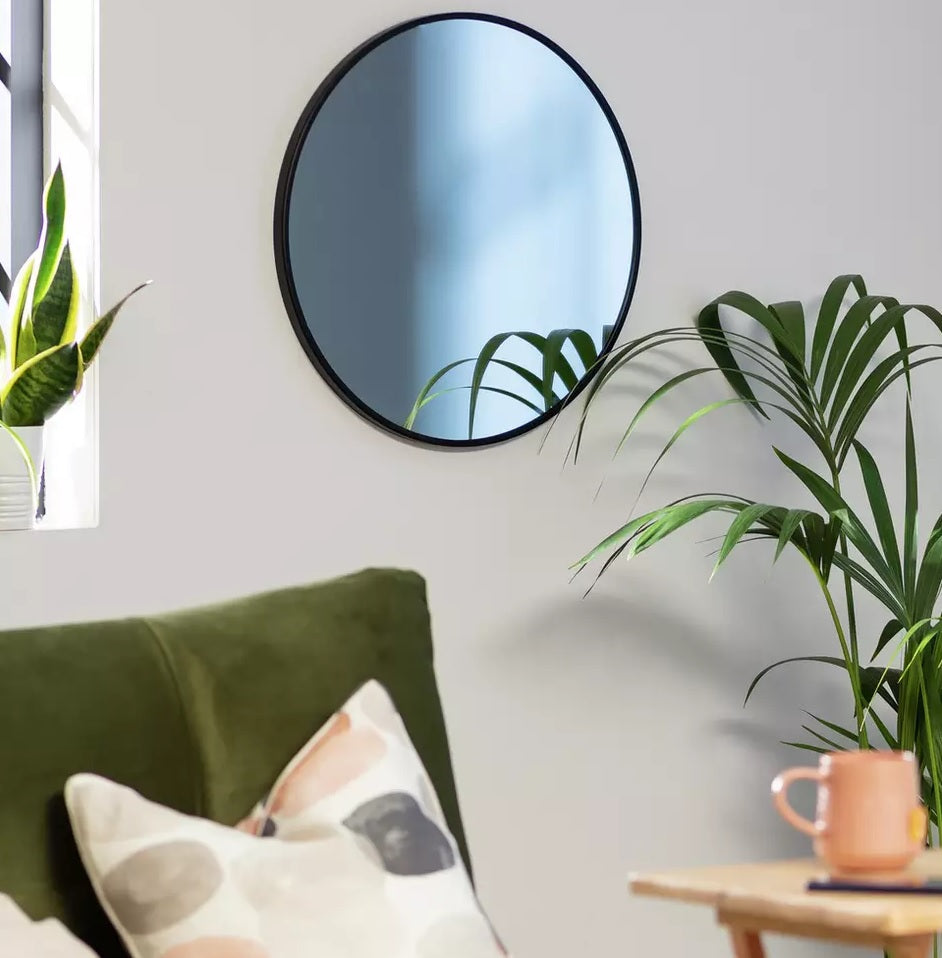 Habitat Kanso Round Metal Framed Wall Mirror - Black