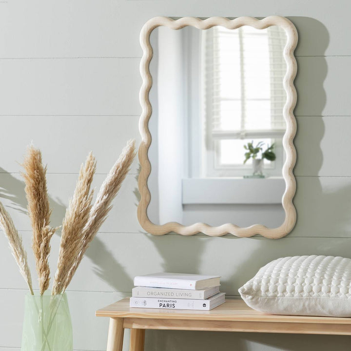 Habitat Solid Ash Wavy Wall Mirror - 75x55cm