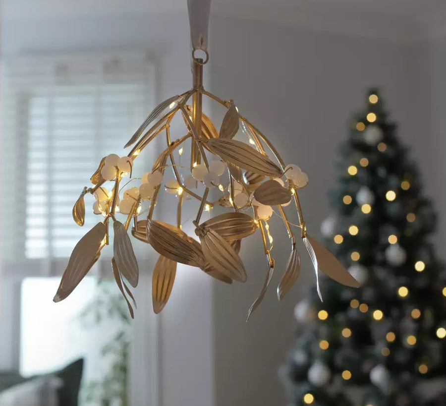 Home Light Up Metallic Mistletoe Christmas Decoration
