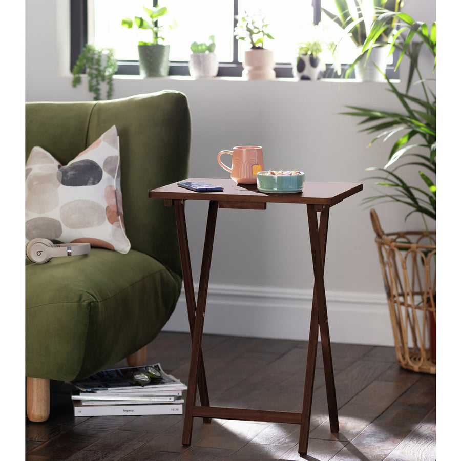 Home Single Folding Tray Table - Walnut