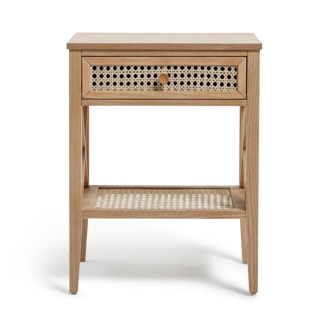 Habitat Mornington Rattan 1 Drawer Bedside Table - Oak
