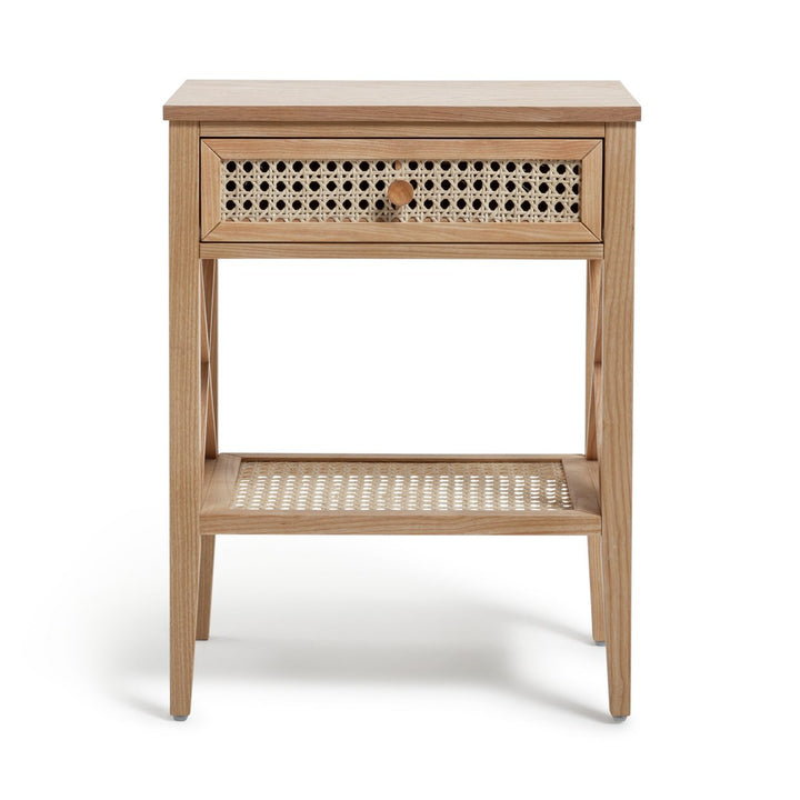 Habitat Mornington Rattan 1 Drawer Bedside Table - Oak