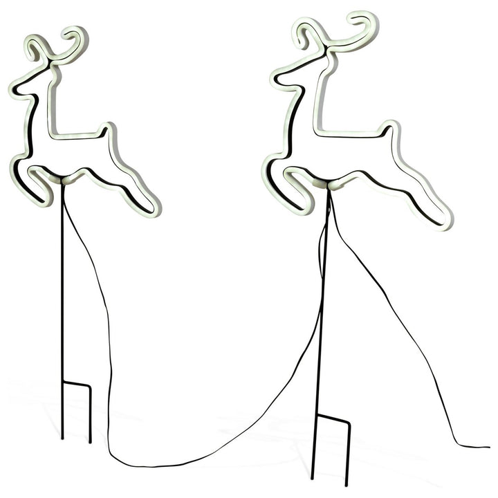 Habitat 2 Pack Neon Effect Reindeer Christmas Stake Lights Decoration