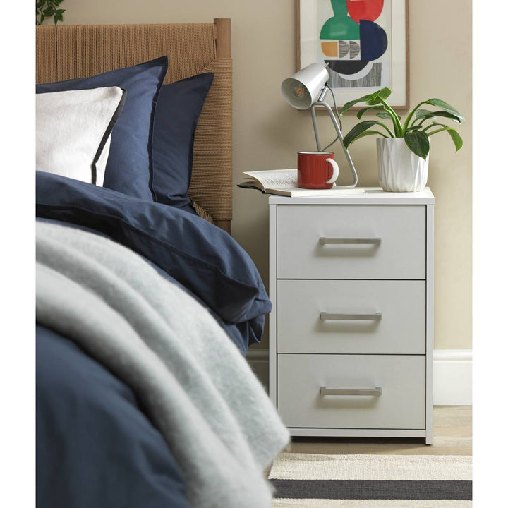 Home Oslo 3 Drawer Bedside Table - White