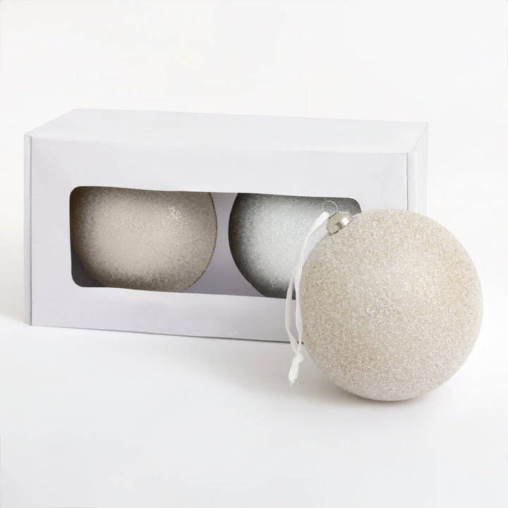 Habitat Pack Of 2 Beaded Christmas Tree Baubles Decoration - White