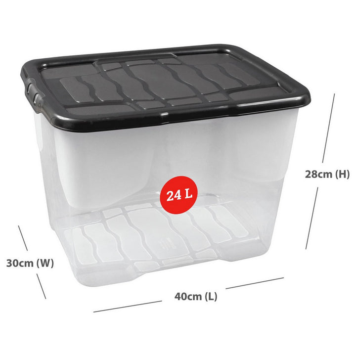 Strata Curve 3 x 24L Plastic Storage Boxes with Lid - Clear
