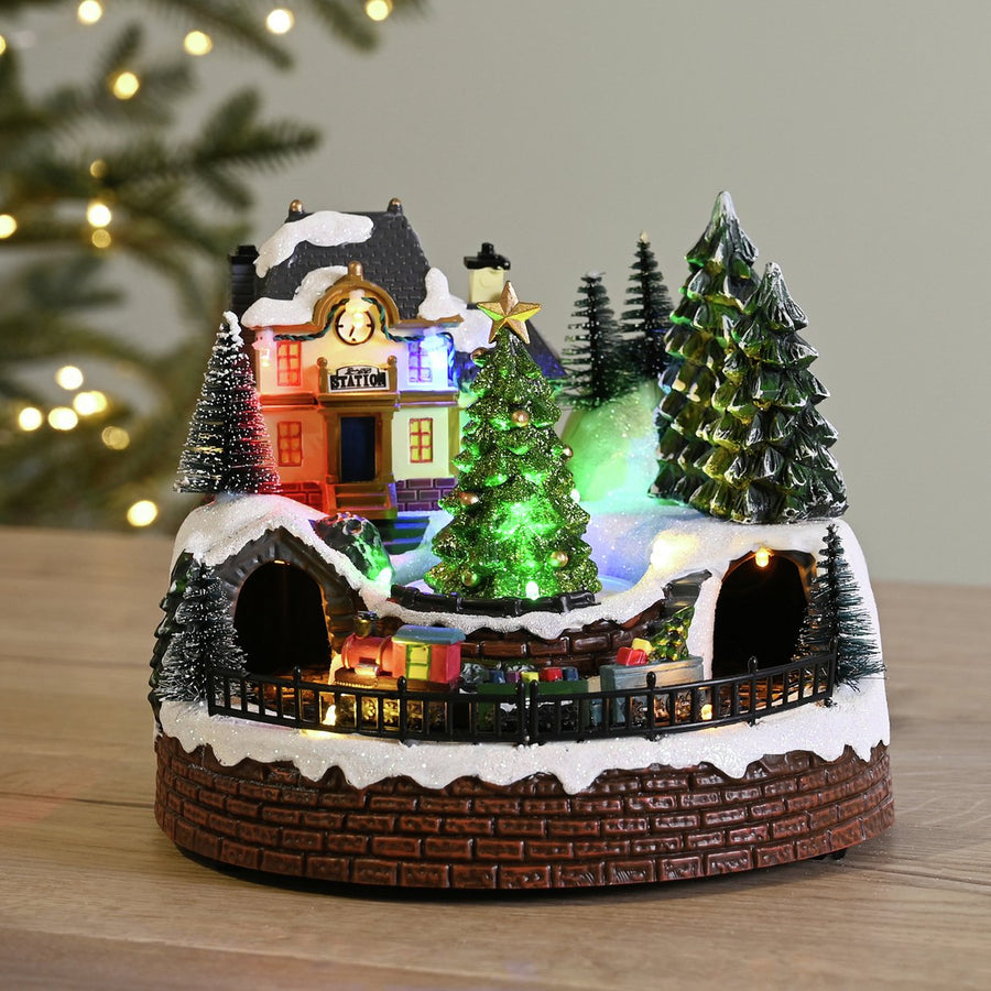The Seasonal Gift Co LED Musical Station With Rotating Train