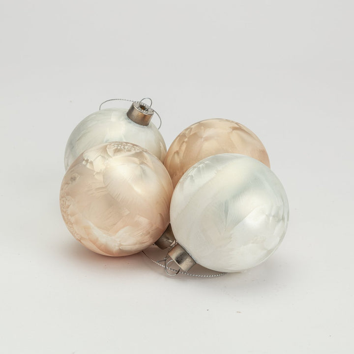 Habitat Pack Of 4 Glass Christmas Tree Baubles Decoration - Cream And White