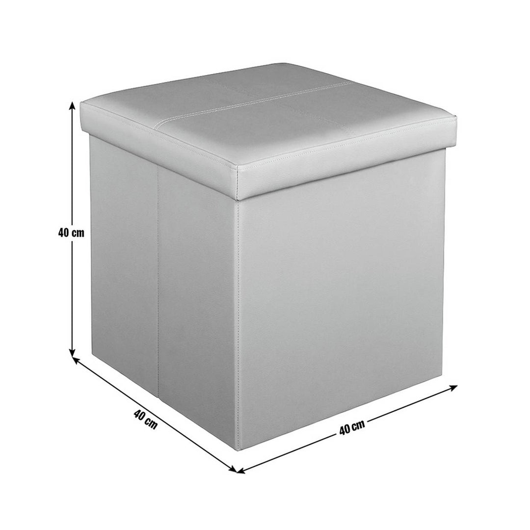 Home Small Faux Leather Stitched Ottoman - Grey