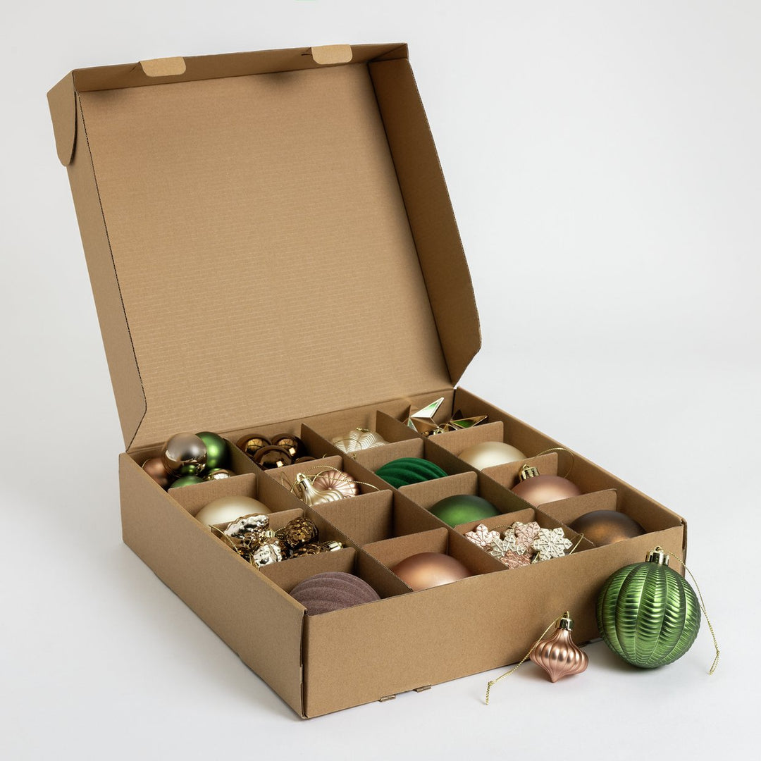 Home Pack of 49 Christmas Tree Baubles Decoration - Natural And Green