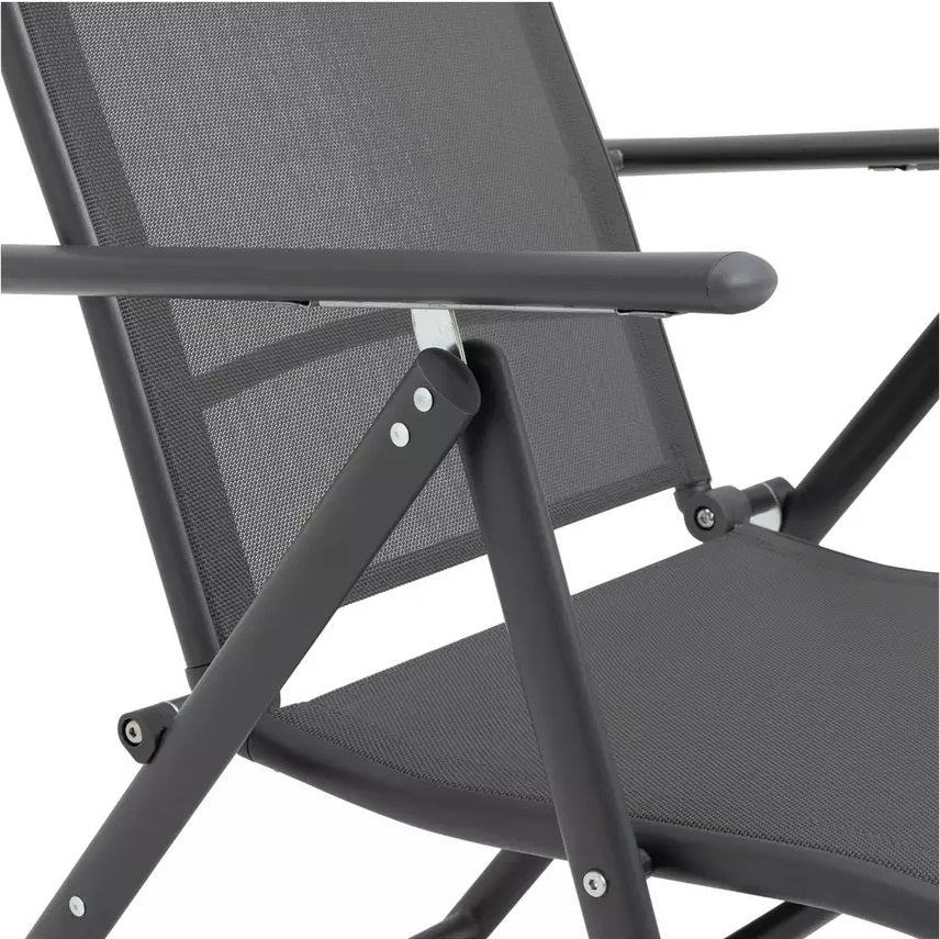 Home Set of 2 Metal Garden Chair - Grey