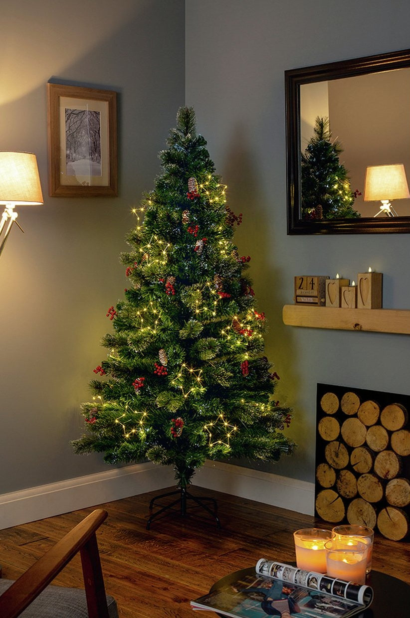 Premier Decorations 4ft LED Snow Tipped Christmas Tree - Green