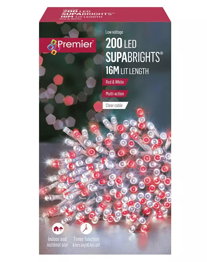 Premier Decorations Red & White LED Christmas Tree Lights