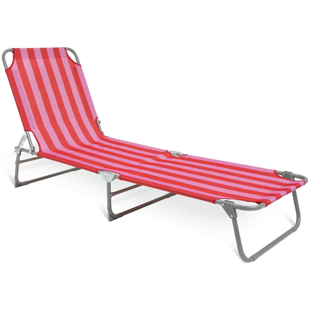 Habitat Folding Metal Sun Lounger - Pink & Red