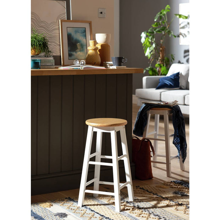 Habitat Pair of Wooden Bar Stools - Two Tone