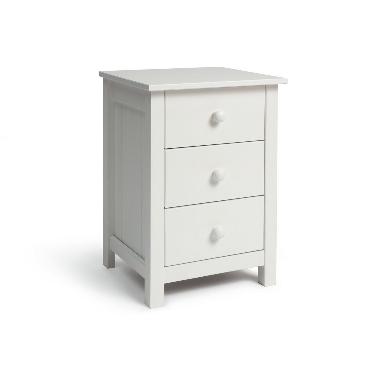 Home Scandinavia 3 Drawer Bedside Table - White (Slight Damage)