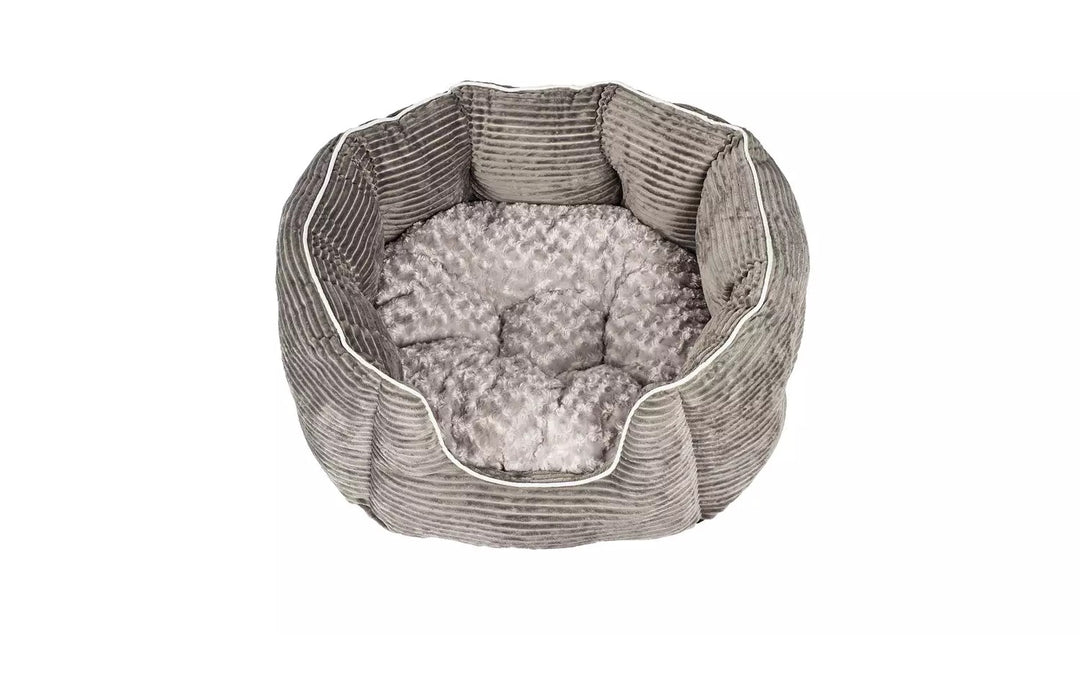 Grey Cord Oval Pet Bed - Large