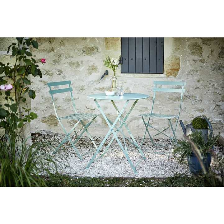 Home Eve Folding 2 Seater Metal Bistro Set - Light Green