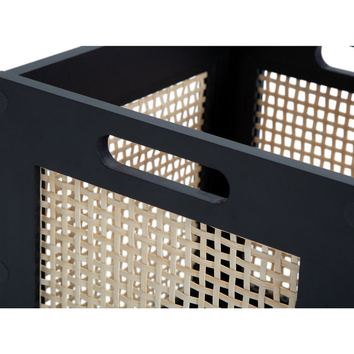 Habitat Set of 2 Rattan Squares Boxes - Black