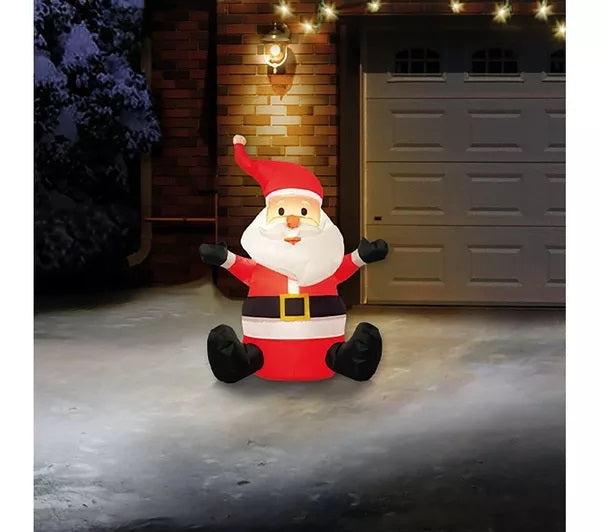 Premier Decorations 1.2M Lit Inflatable Santa - White LEDs