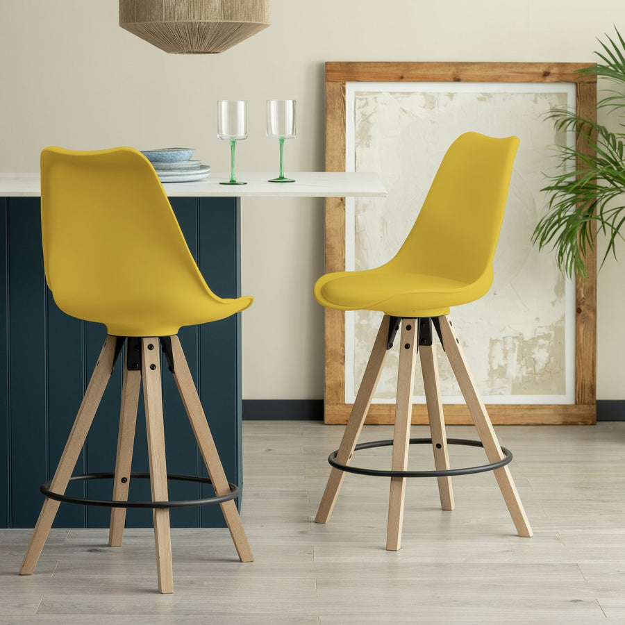 Habitat Jerry Pair of Counter Bar Stools - Mustard