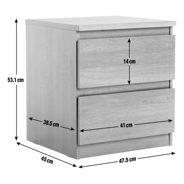 Habitat Jenson 2 Drawer Bedside Table - Black Brown