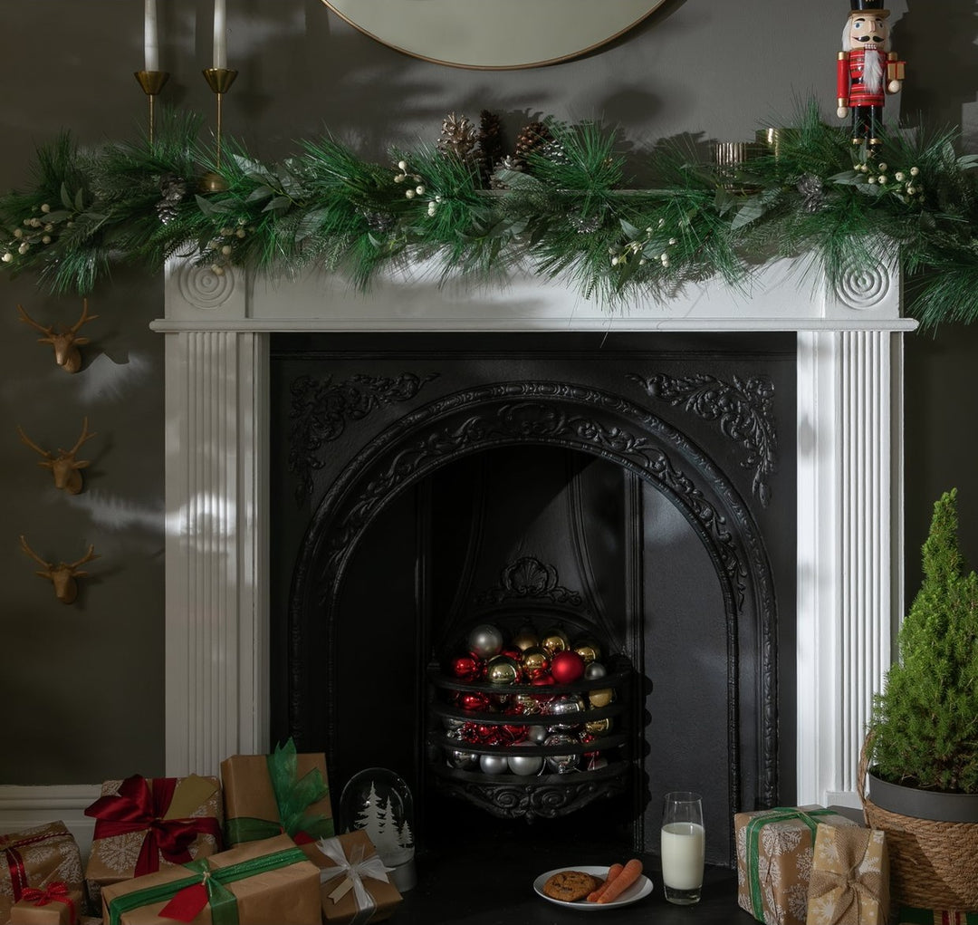 Home Faux Green & White Berries Christmas Garland