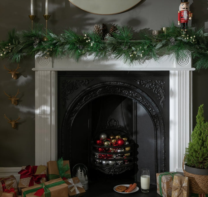 Home Faux Green & White Berries Christmas Garland