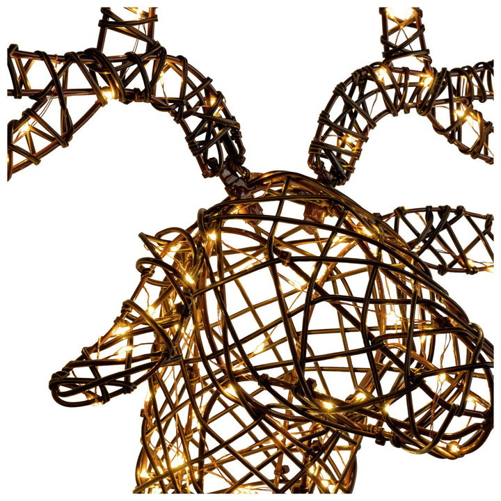 Habitat Battery Warm White Rattan Stag Head Christmas Light