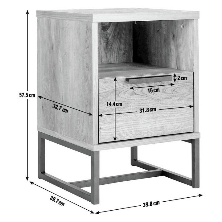 Habitat Nomad 1 Drawer Bedside Table - Oak Effect