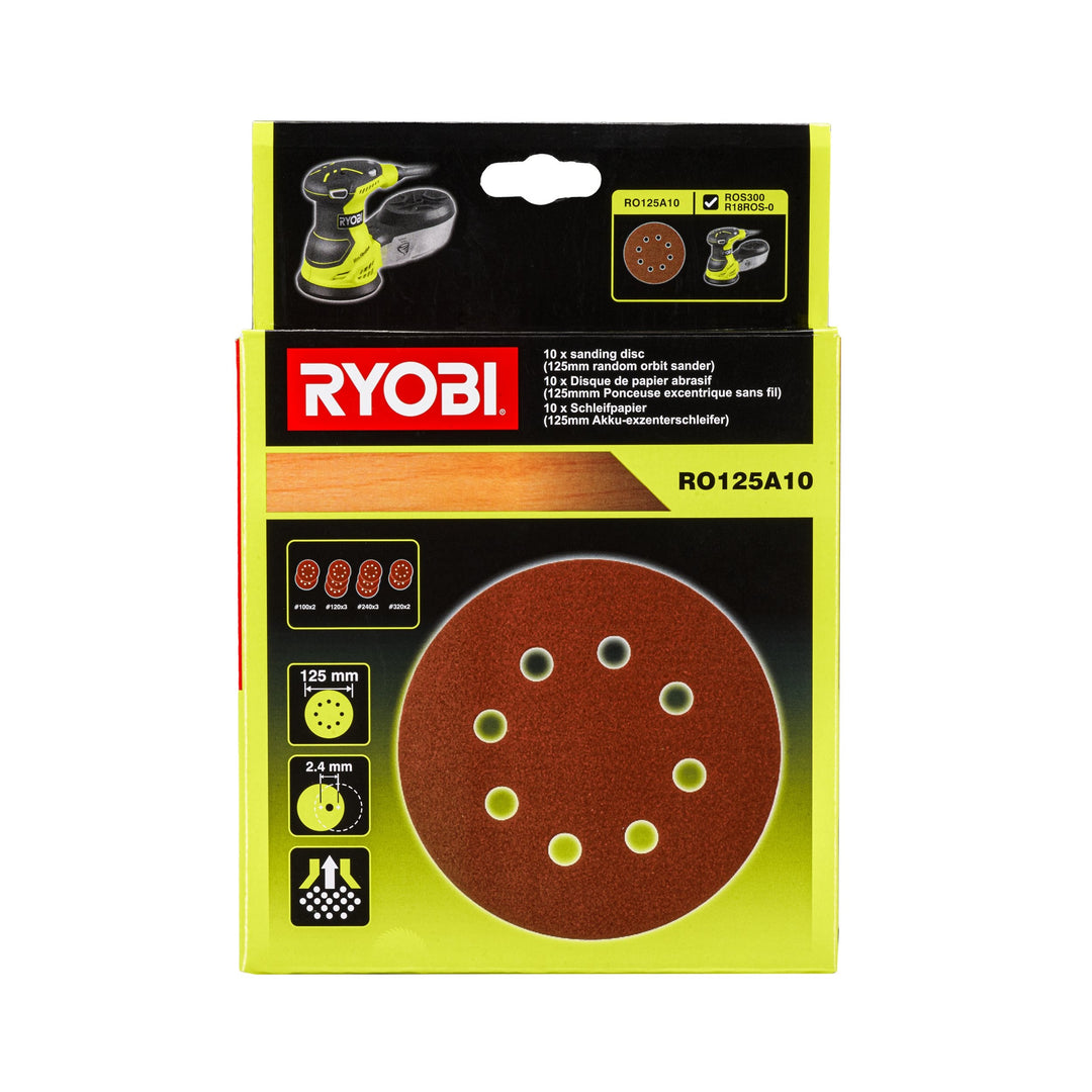 Ryobi RO125A10 Random Orbit Sander Sheet Set (10 piece) 