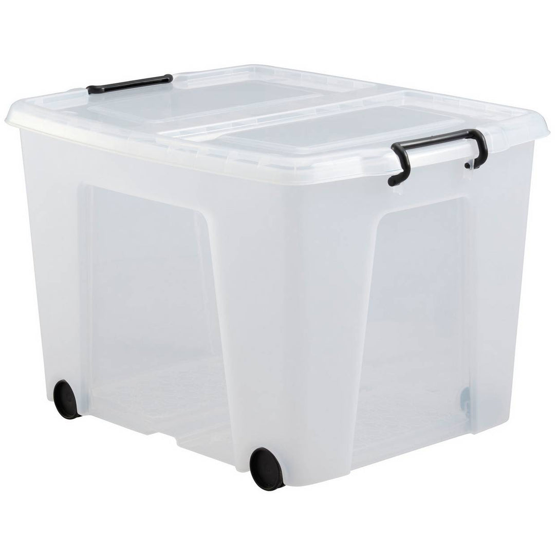 Strata 75L Wheeled Smart Box With Lid Storage Box - Clear