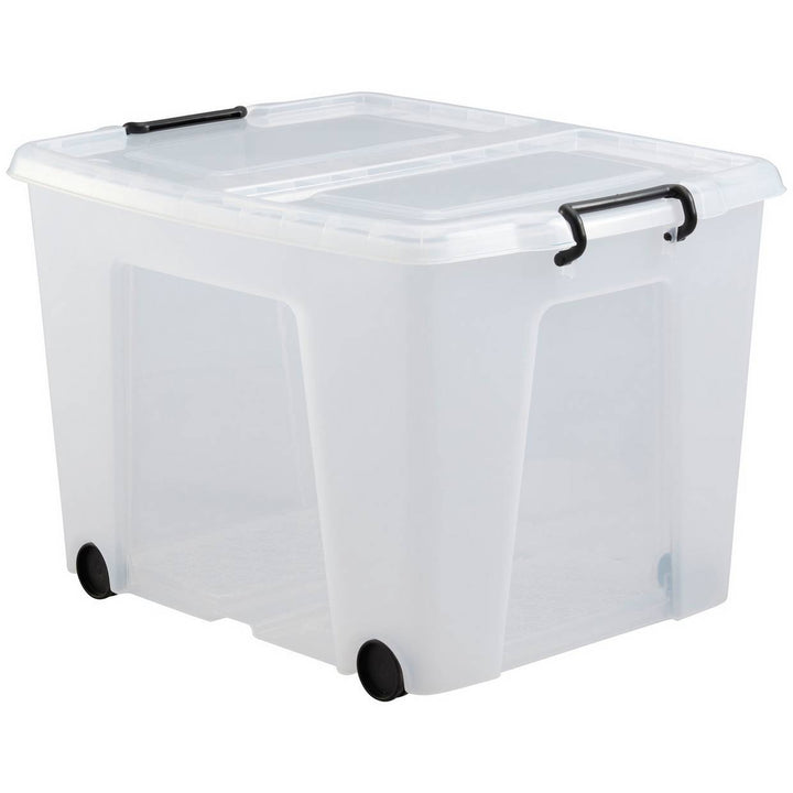 Strata 75L Wheeled Smart Box With Lid Storage Box - Clear