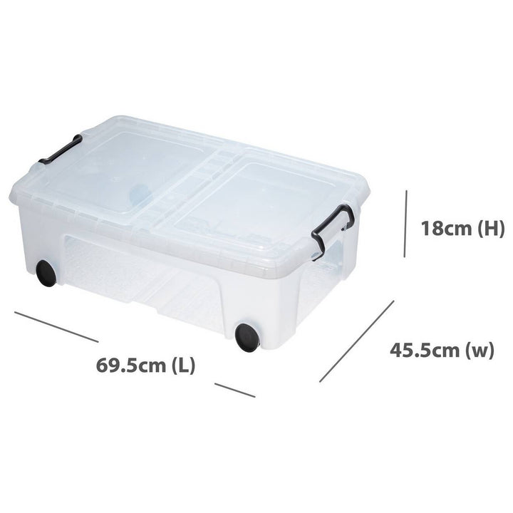 Strata 2 X 35L Wheeled Underbed Storage Boxes - Clear