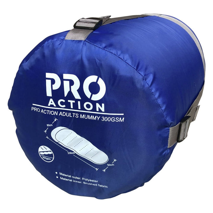 Pro Action 300GSM Mummy Sleeping Bag - Blue