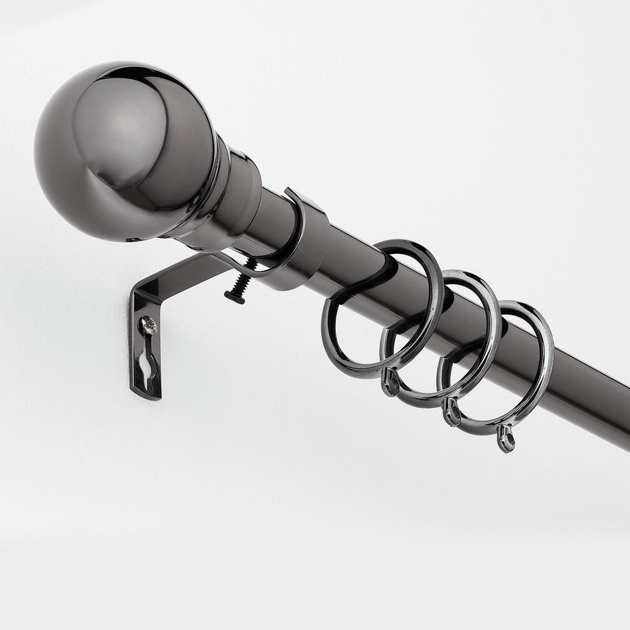 Home Extendable Metal Ball Curtain Pole - Black Nickel