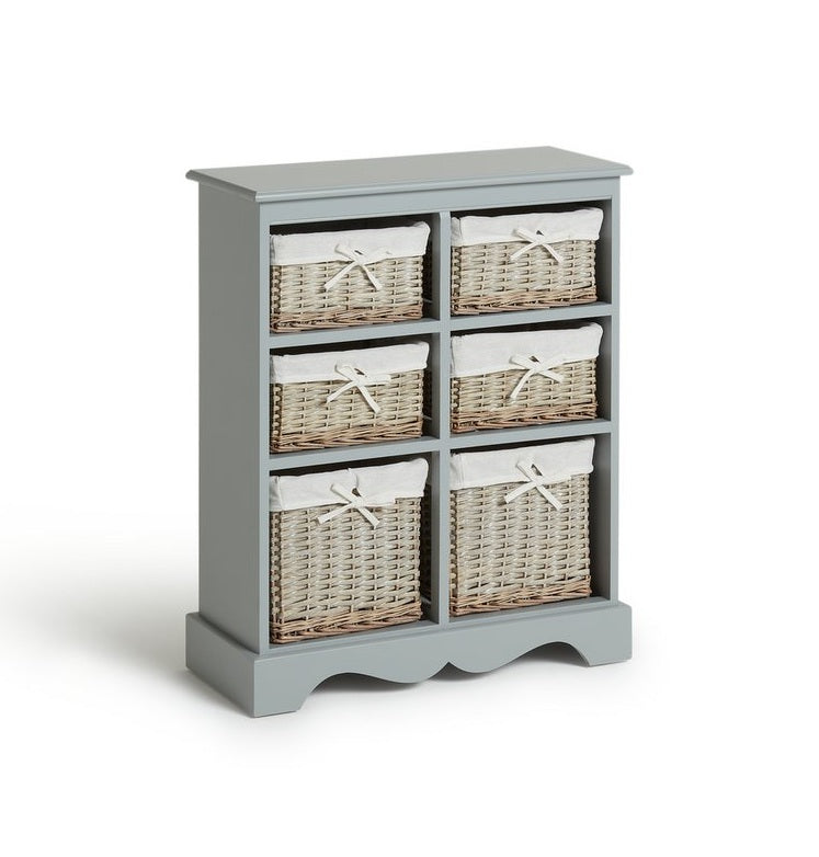 Home Malvern Hallway 6 Drawer Unit - Grey