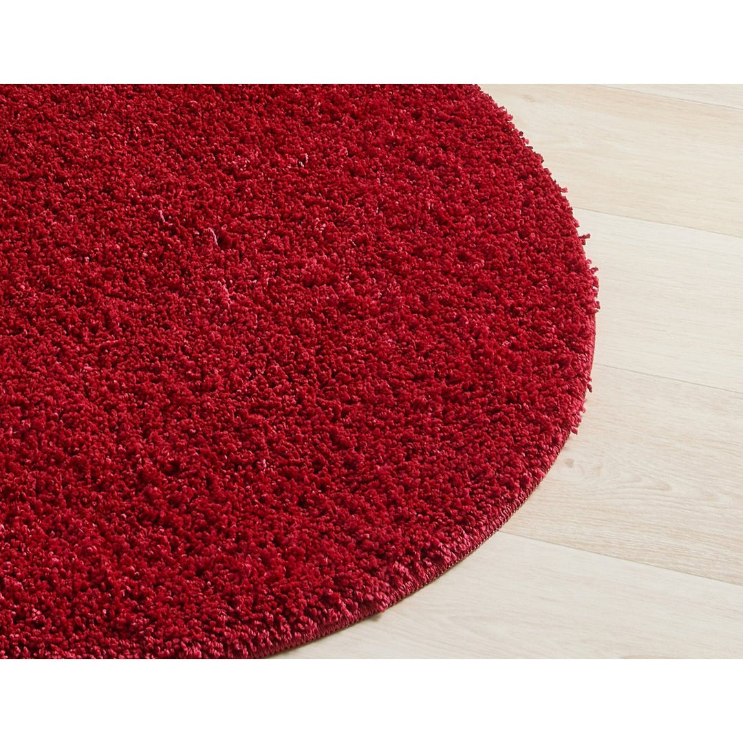 Buddy Washable Mat Plain Round Red Cut Pile Rug - 100cm