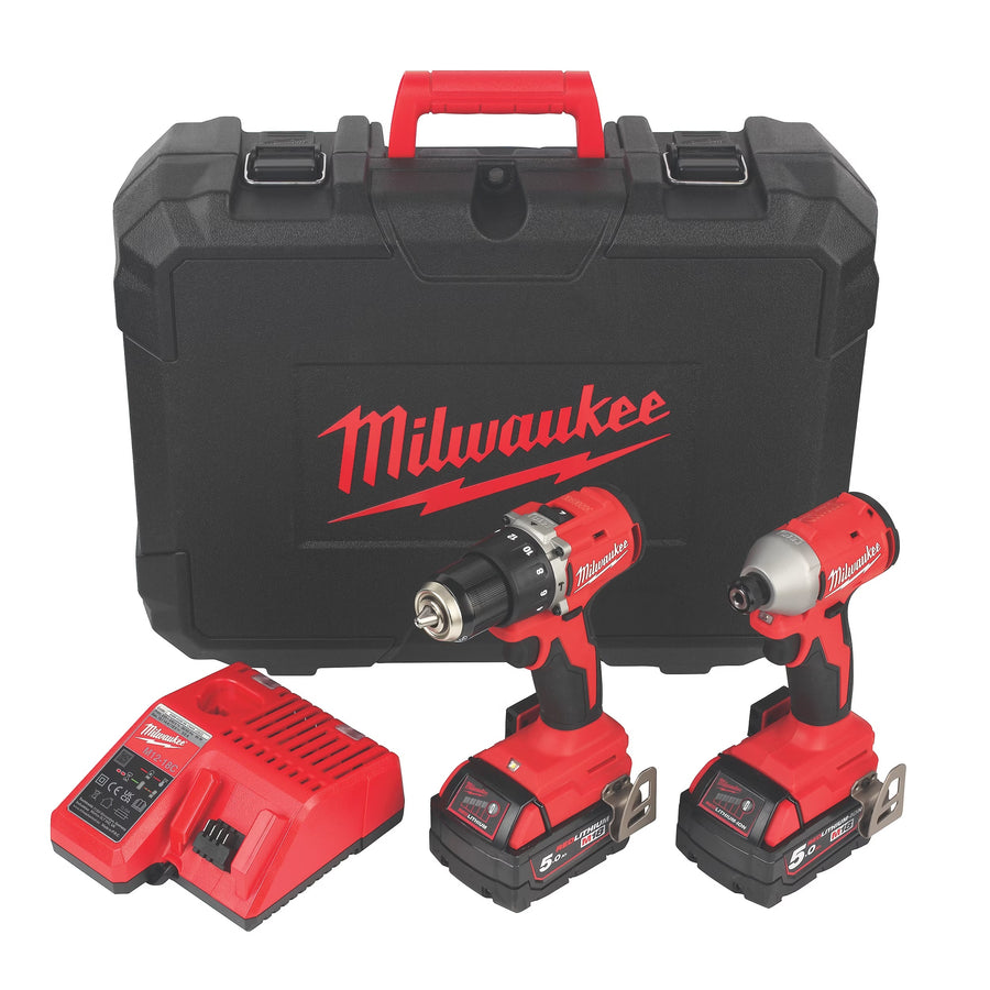 Milwaukee Next Generation M18BLCPP2A-502C 18V 2 x 5.0Ah Li-Ion RedLithium Brushless Cordless Compact Power Tool Twin Pack
