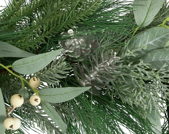 Home Faux Green & White Berries Christmas Garland