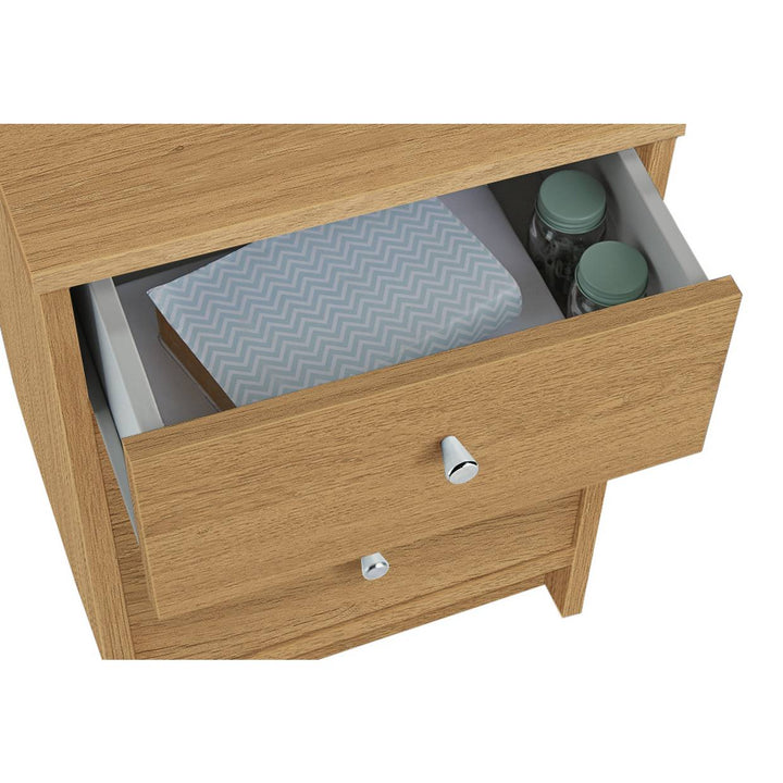 Home Malibu 3 Drawer Bedside Table - Oak Effect