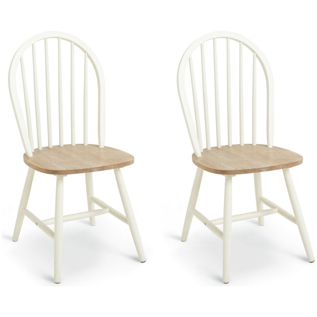Habitat Burford Pair of Solid Wood Dining Chairs - White